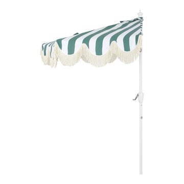 Beverly 9 ft. Designer Classic Scalloped Fringe Half Market Patio Umbrella